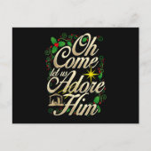 O komt, laat ons hem aanbidden Kerstmis Kerstrelig Feestdagenkaart (Voorkant)