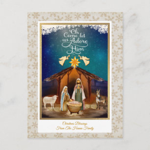 "O Komt Laten Wij Hem Aanbidden" Kerstmis Geboorte Briefkaart