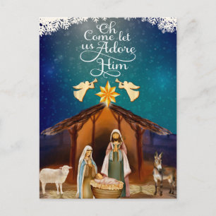 "O Komt Laten Wij Hem Aanbidden" Kerstmis Geboorte Feestdagenkaart