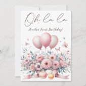 O la la Blush Roze Bloemen Meisje 1e Verjaardag Kaart (Voorkant)