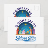 O, laat ons hem met Kerstmis Christelijke Jezus be Briefkaart (Voorkant / Achterkant)
