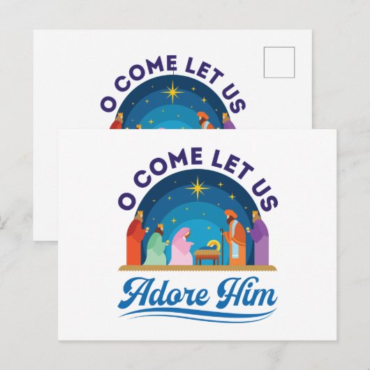 O, laat ons hem met Kerstmis Christelijke Jezus be Briefkaart (Voorkant / Achterkant)