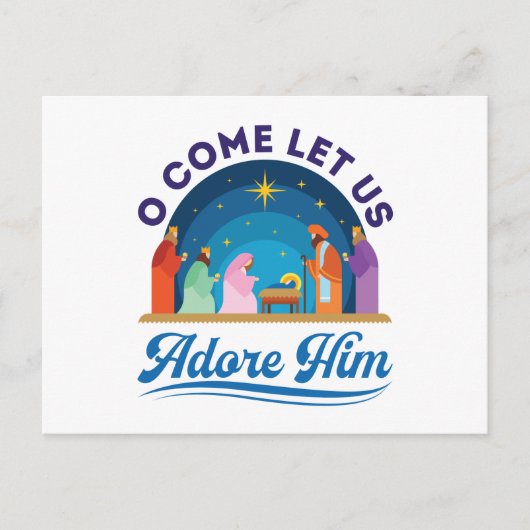 O, laat ons hem met Kerstmis Christelijke Jezus be Briefkaart (Voorkant)