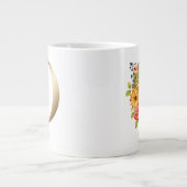 O Letter Gold Monogram Geel Rood Paars Floral Grote Koffiekop (Voorkant)