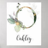 O Letter Monogram Groene Nursery Naam Muurprint Poster (Voorkant)