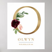 O Letter Monogram Naam Marsala Bloemenkwekerij Poster (Voorkant)