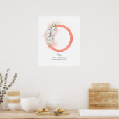 O Letter Monogram White Orchids and Pampas Grass Poster (Keuken)