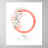 O Letter Monogram White Orchids and Pampas Grass Poster (Voorkant)