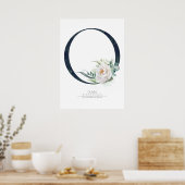 O Letter Monogram Witte Bloemen en Groene Tinten Poster (Keuken)