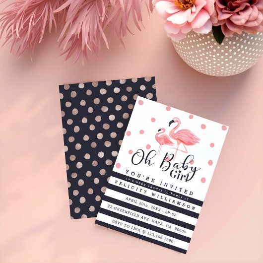 O, lieve kleine meid Roze Flamingo Baby Shower Uit Kaart