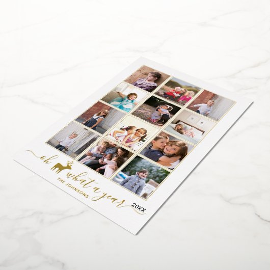O lieve wat een jaar in review foto collage folie feestdagenkaart (Gedraaid)