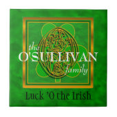 O "Luck of the Irish" Family Custom Monogram Tegel Tegeltje (Voorkant)
