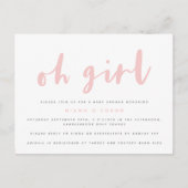 O, meisje baby shower ansichtkaart. uitnodiging briefkaart (Voorkant)