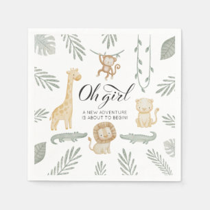 O Meisje Safari Dieren Baby Shower Jungle Groene D Servet