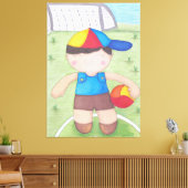 O Menino de Boné e a Bola Canvas Afdruk (Insitu (Woonkamer))