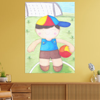 O Menino de Boné e a Bola Canvas Afdruk
