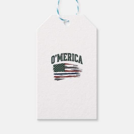 O’Merica Vintage Geschaafde Vlag Overhemd Ontwerp_ Cadeaulabel (Voorkant)