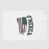 O’Merica Vintage Geschaafde Vlag Overhemd Ontwerp_ Golfhanddoek (Horizontaal)