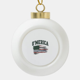 O’Merica Vintage Geschaafde Vlag Overhemd Ontwerp_ Keramische Bal Ornament
