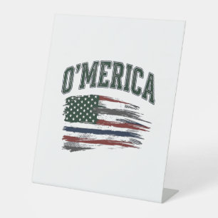 O’Merica Vintage Geschaafde Vlag Overhemd Ontwerp_ Reclamebord Met Voetstuk