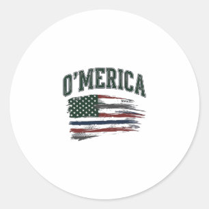 O’Merica Vintage Geschaafde Vlag Overhemd Ontwerp_ Ronde Sticker