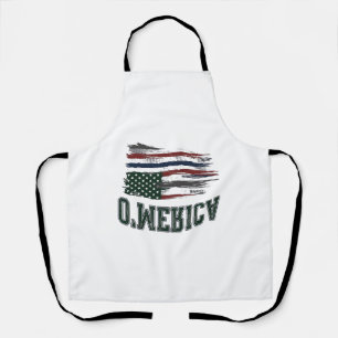 O’Merica Vintage Geschaafde Vlag Overhemd Ontwerp_ Schort