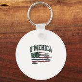 O’Merica Vintage Geschaafde Vlag Overhemd Ontwerp_ Sleutelhanger (Voorkant)