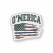 O’Merica Vintage Geschaafde Vlag Overhemd Ontwerp_ Sticker (Voorkant)