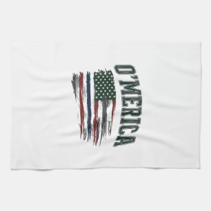O’Merica Vintage Geschaafde Vlag Overhemd Ontwerp_ Theedoek