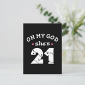 O mijn god zij is 21 jaar oud briefkaart (Staand voorkant)