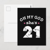 O mijn god zij is 21 jaar oud briefkaart (Voorkant / Achterkant)