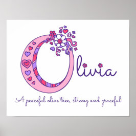O monogram art Olivia meisjesnaam poster