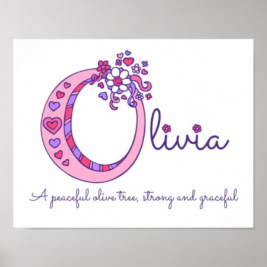 O monogram art Olivia meisjesnaam poster (Voorkant)