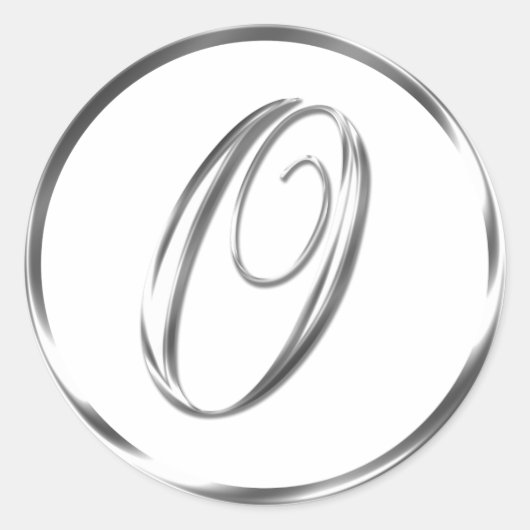 O monogram Faux Silver Envelope of Favor Seal Ronde Sticker (Voorkant)
