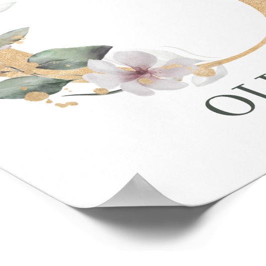 O Monogram Floral Aangepast Poster (Hoek)