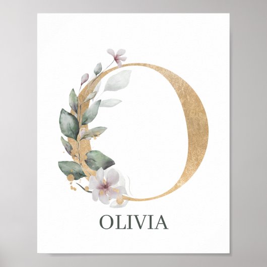 O Monogram Floral Aangepast Poster (Voorkant)
