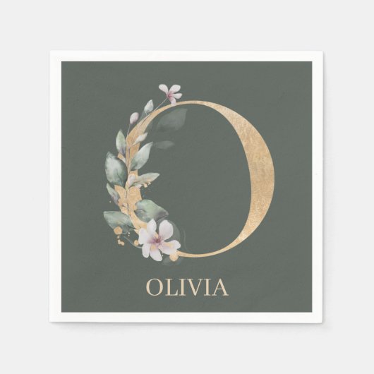 O Monogram Floral Specialized Napkins Servet (Voorkant)