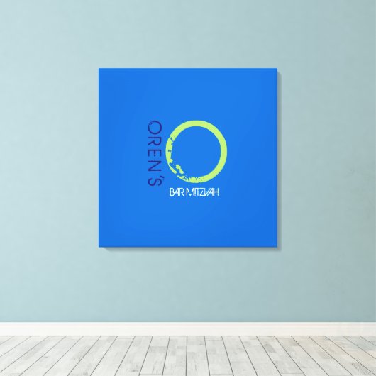 O Monogram Initiaal Bar Bat Mitzvah Sign-In Board Canvas Afdruk (Insitu (Houten vloer))