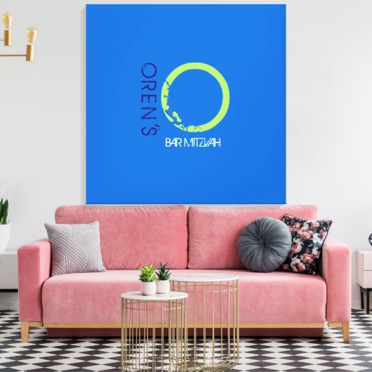 O Monogram Initiaal Bar Bat Mitzvah Sign-In Board Canvas Afdruk (Insitu (Woonkamer))