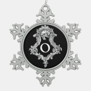 O Monogram Initiaal Tin Sneeuwvlok Ornament