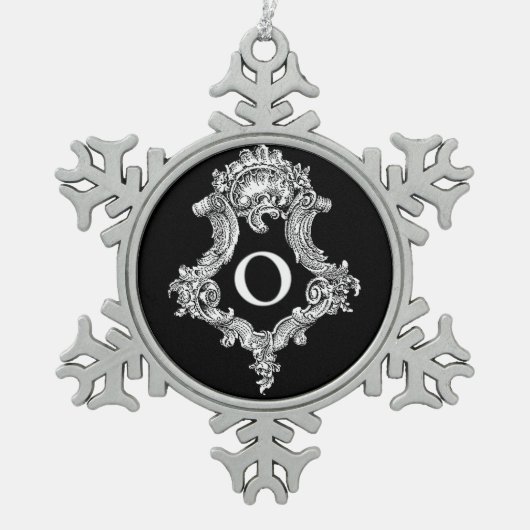O Monogram Initiaal Tin Sneeuwvlok Ornament (Voorkant)