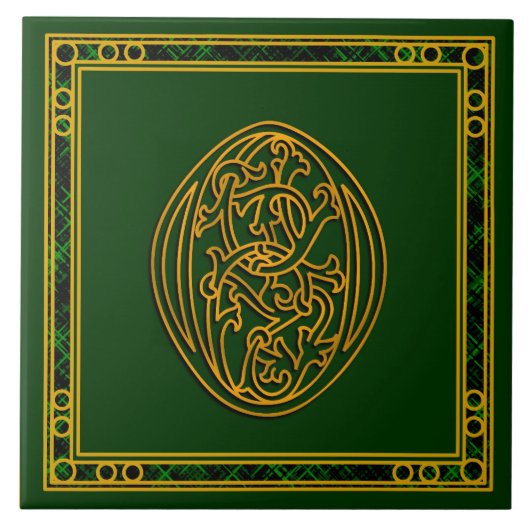 O Monogram "Irish Gold on Green"-keramische Tegels Tegeltje (Voorkant)