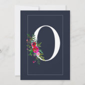 O Monogram Laatste Initiaal Modern Blauw Bloemig H Kaart (Achterkant)