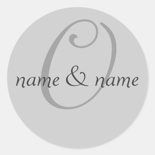 "O" monogram label, personaliseer voornamen Ronde Sticker (Voorkant)