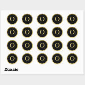 O: Monogram O Elegante Gouden en Zwarte Sticker (Vel)