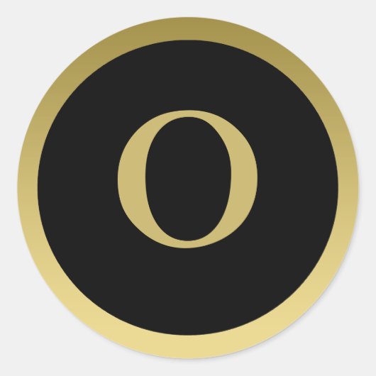 O: Monogram O Elegante Gouden en Zwarte Sticker (Voorkant)