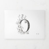 'O' Monogram prachtig geschetst Floral Wedding Drieluik Uitnodiging (Cover)