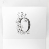 'O' Monogram prachtig geschetst Floral Wedding Drieluik Uitnodiging (Binnenzijde eerst)