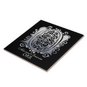O Monogram "Silver Lace on Black" met Names-Tegel Tegeltje (Zijkant)