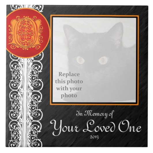 O Monogram "ter nagedachtenis aan uw geliefde" Teg Tegeltje (Voorkant)